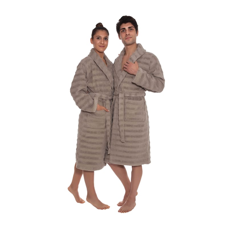 Ozan Premium Home Esperance Bathrobes Collection 100% Turkish Cotton Unisex Terry Cloth Bathrobe - LXL - Taupe