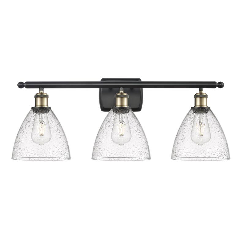 Innovations Lighting Bristol Glass - 3 Light 28" Bath Vanity Light - Seedy/Black Antique Brass Finish