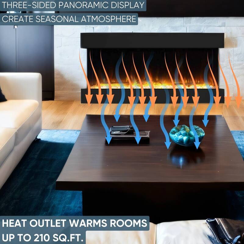Electric Fireplace Heater with Multi Color Flam