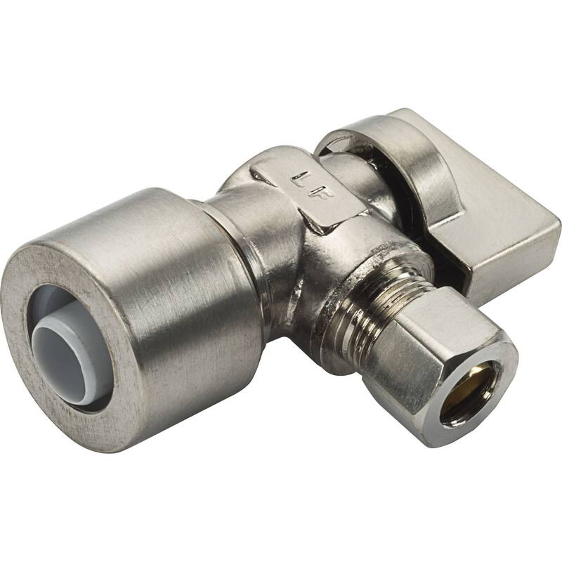 PROFLO 5/8" Push x 3/8" OD Angle Stop Quarter 1/4" Turn - Brushed Nickel