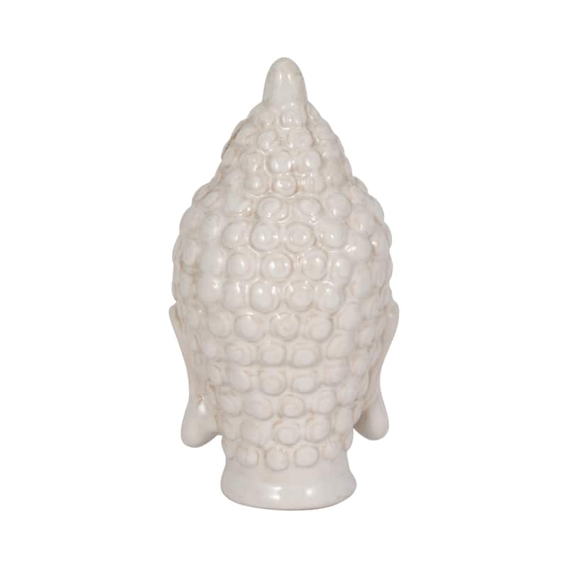 Sagebrook Home Ceramic Buddha Head Figurine Serene Decor Accent, Spiritual Single Piece for Peaceful Ambience - 5" x 5" x 9"