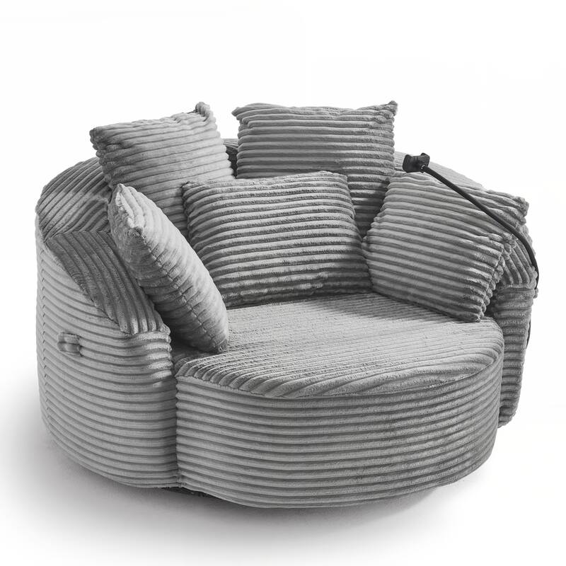 360° Swivel Chair Accent Barrel Chair Corduroy Round Sofa Chair
