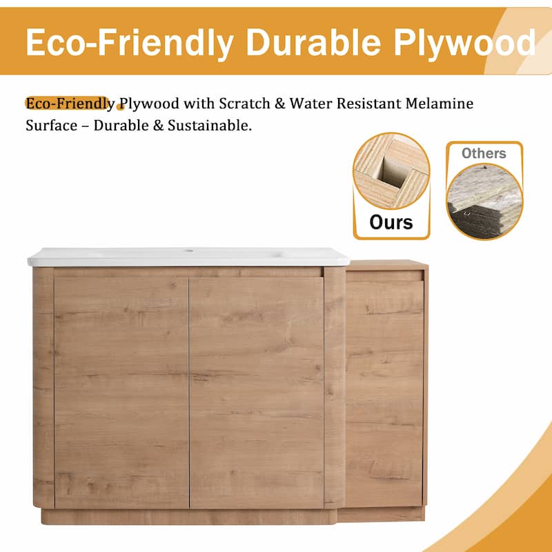 Malwee 36"/40"/48"/52"/60"/64"/84"/92" Bathroom Vanity with Sink, FreeStanding Bathroom Vanity with Door and Adjustable Shelf