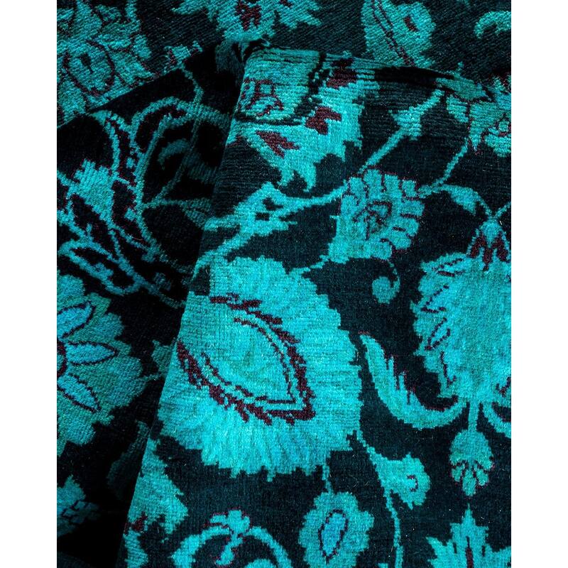 Overton Hand Knotted Wool Vintage Inspired Modern Contemporary Overdyed Blue Area Rug - 4' 1" x 6' 5"