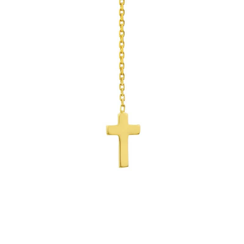 Curata 14k Yellow Gold High Polish Cross Threader Earrings