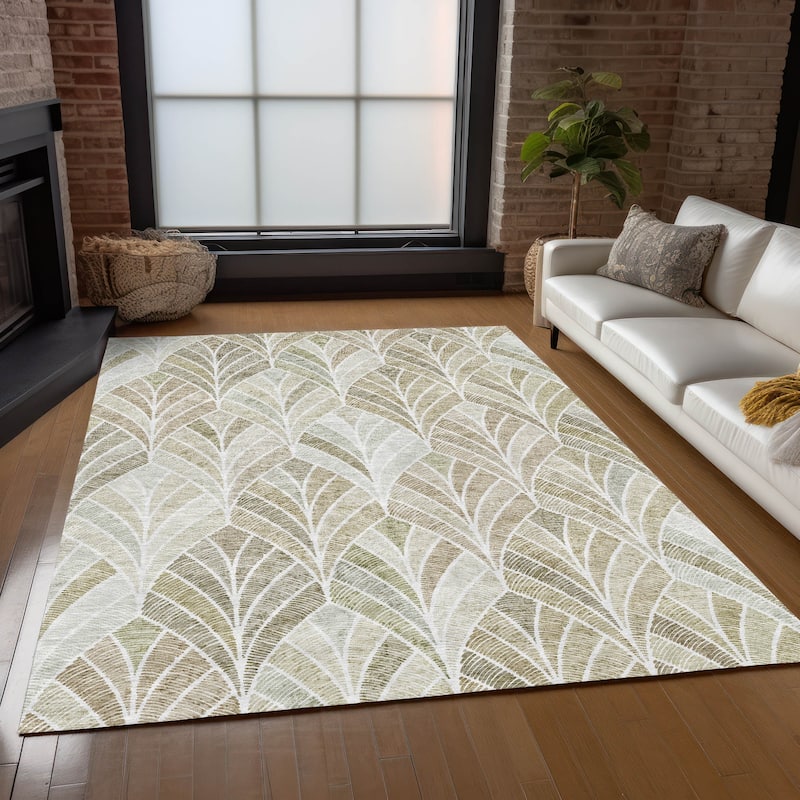 Machine Washable Indoor/ Outdoor Chantille Modern Mosaic Rug