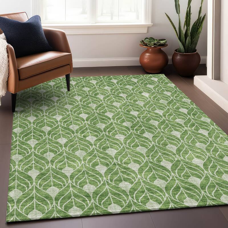 Premium Washable Super Soft Geo Teardrop Mayfield Rug - Green - 9' x 12'