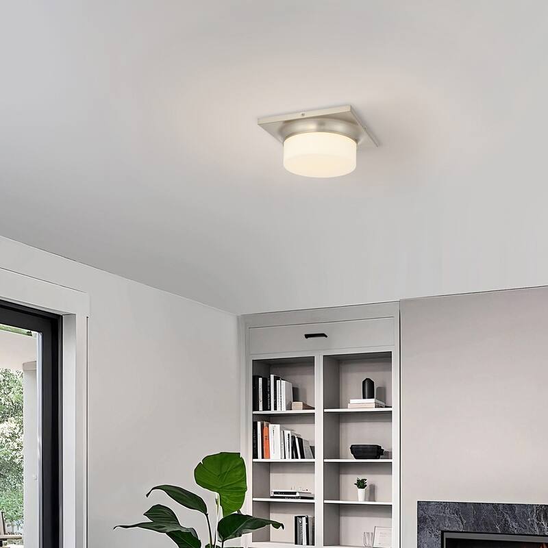Aura 10" Brushed Nickel LED Flush Mount Ceiling Light