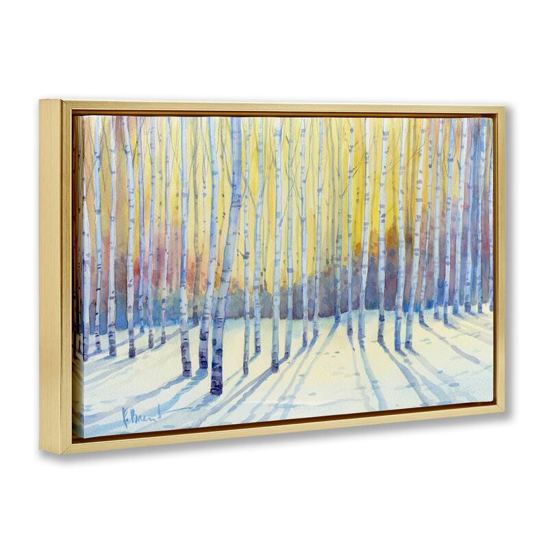 Stupell Sunlit Winter Birch Trees Framed Floater Canvas Wall Art Design By Paul Brent
