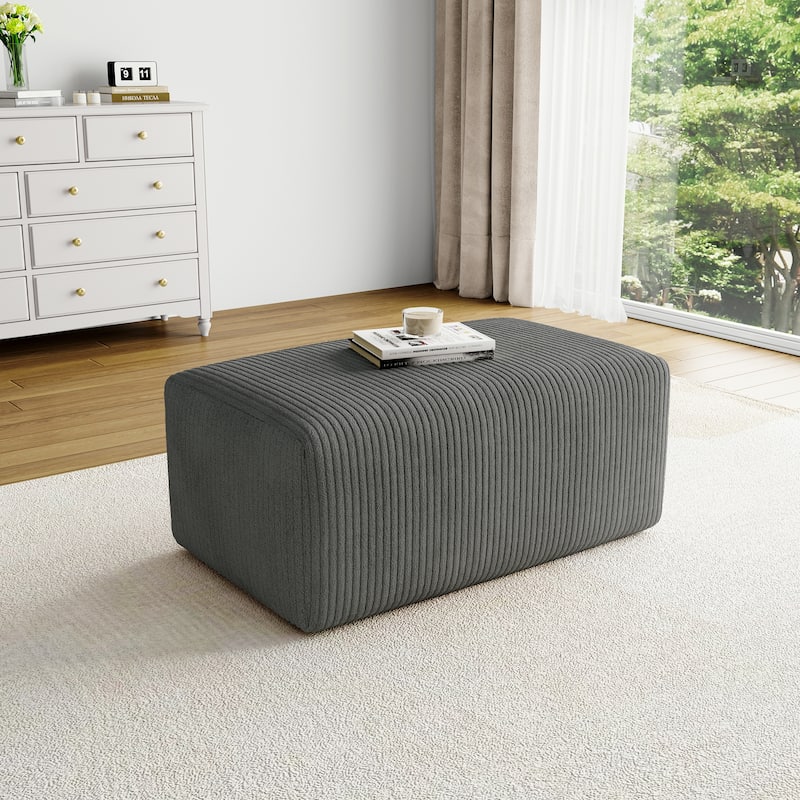 UIXE Oversize Corduroy Rectangle Ottomans And Poufs - Grey