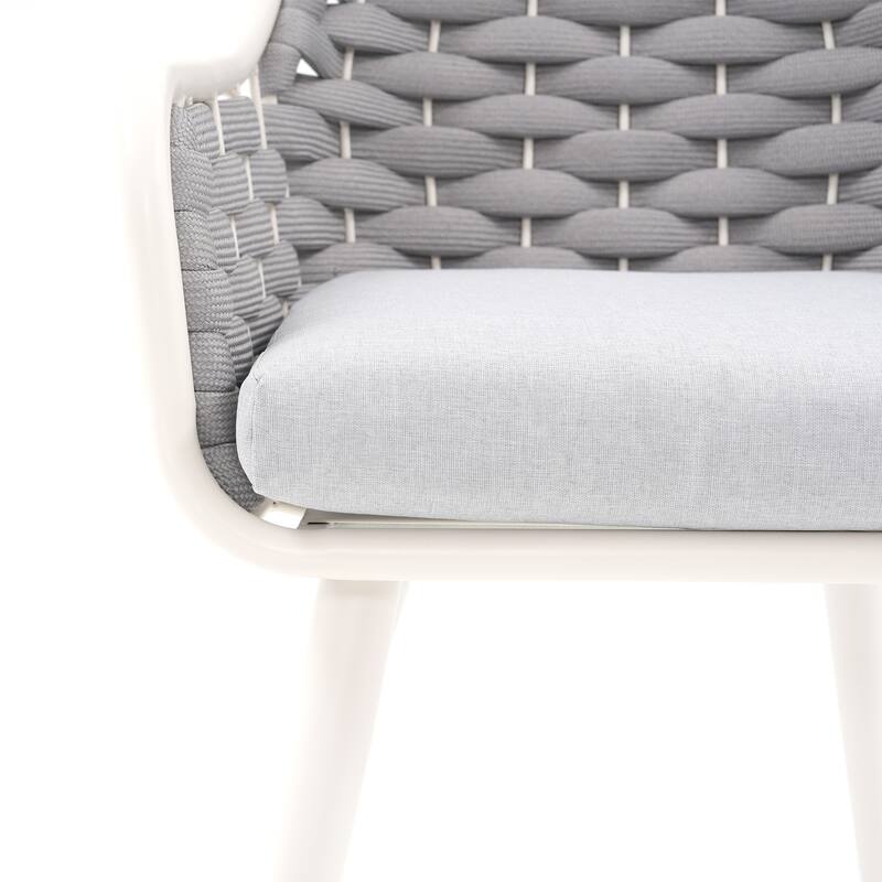 Outdoor 2-Piece Metal Arm Dining Chairs With Cushions