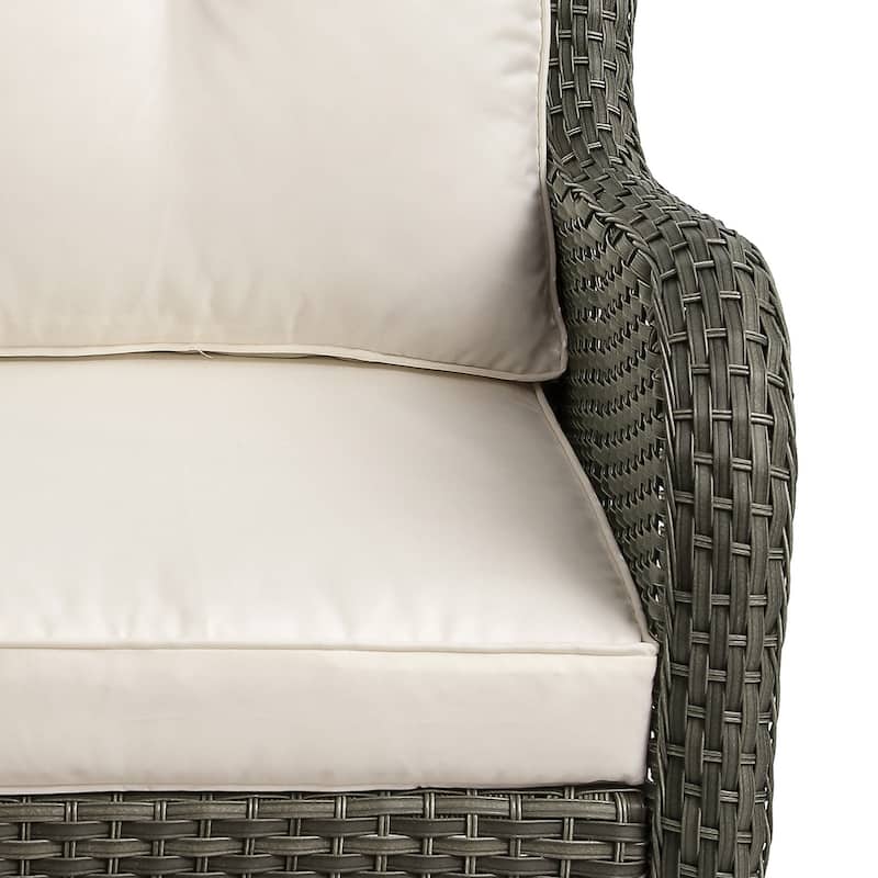 Outdoor Patio Woven Rattan Swivel Rocking Chair with Cushions