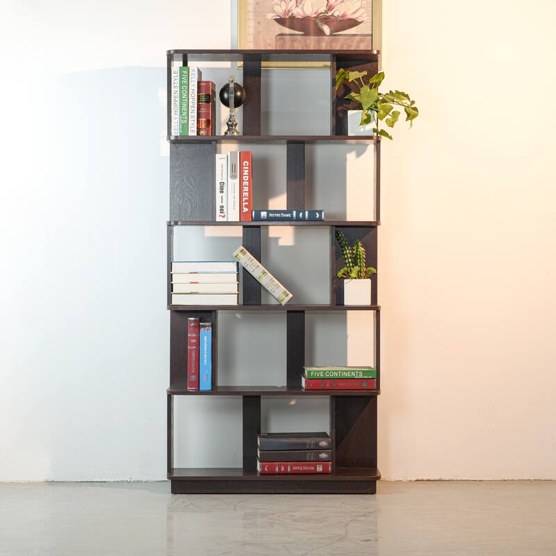 31.5"L X 64.56"H Free Combination Bookshelf Modern 5-Tier Open Storage Bookcase Mdf Wood Display Shelving, Media Storage Shelves