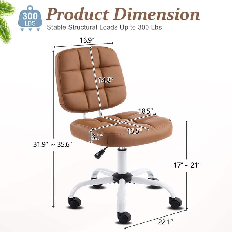 22.1 Inch Upholstered PU Lattice Swivel Office Chair