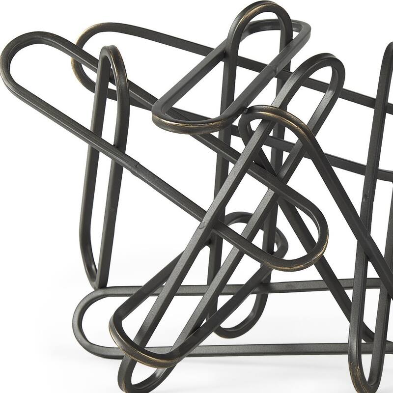 HomeRoots 12" Black Metal Abstract Tabletop Sculpture - 12.20 in. x 9.06 in. x 9.06 in.