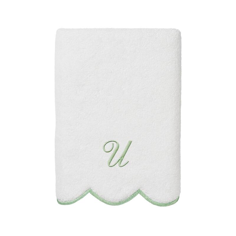 Authentic Hotel and Spa 100% Turkish Cotton Green ADORNIA Scallop Personalized 3 Piece Towel Set - 3 Piece Set