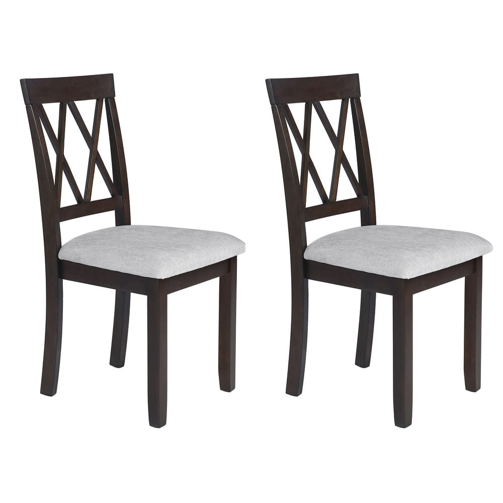 Fabric Upholstered Side Stylish Dining Room Chairs Set of 2 w/ Solid Wood Legs Kitchen Chairs - Natural