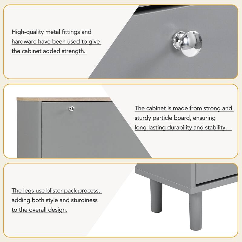 Narrow Design Shoe Cabinet with 3 Flip Drawers