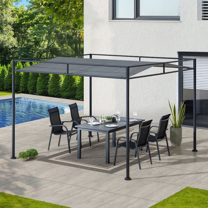 Sunjoy 10’ x 10’ Darkeford Metal Pergola with Sling Fabric Canopy