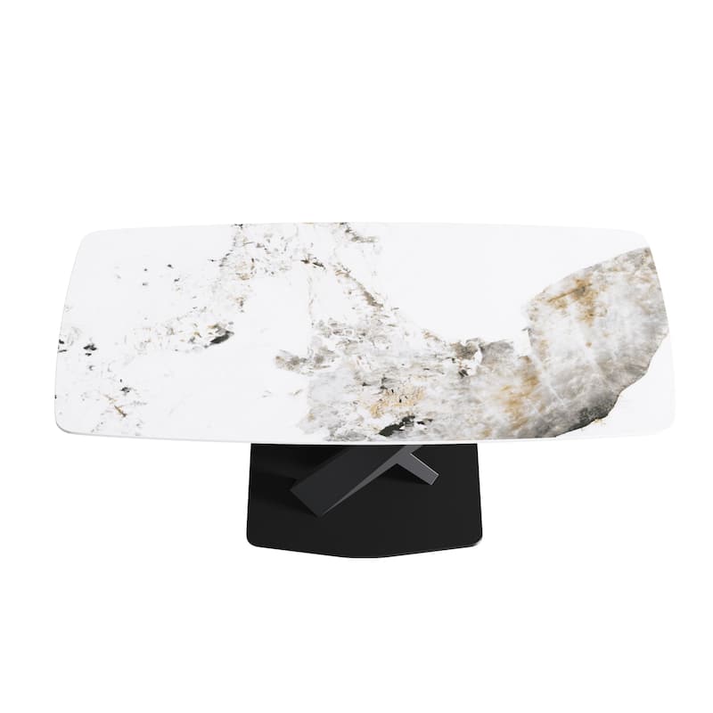 71'' Modern Artificial Marble Dining Table with Carbon Steel Base