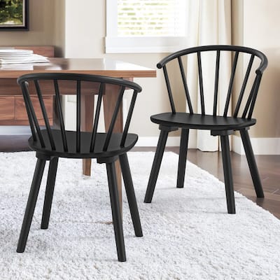Modern 18.in Kitchen Island Wooden Armless Set of 2 Dining Chairs with Spindle Back