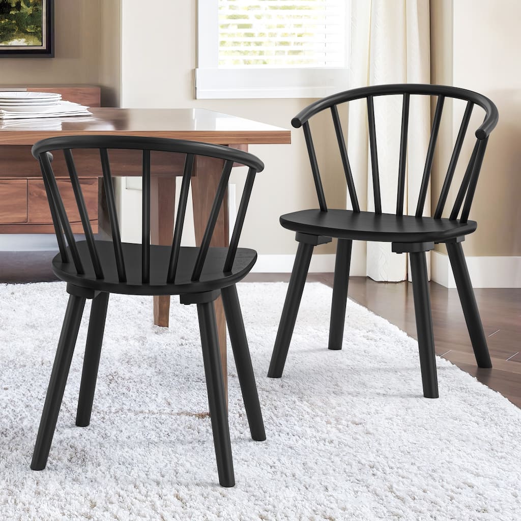 Modern 18.in Kitchen Island Wooden Armless Set of 2 Dining Chairs with Spindle Back