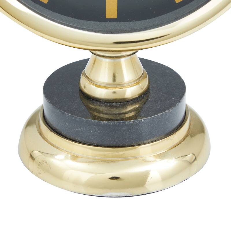Gold Stainless Steel Metal Clock with Black Face