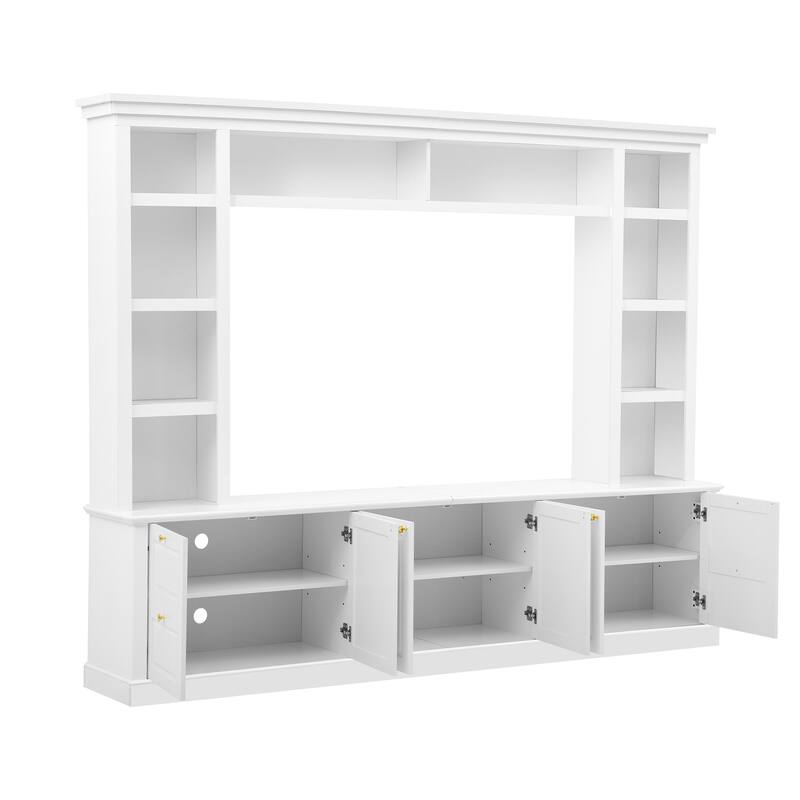 All-in-One Modern TV Stand with Bookcase for TVs up to 70 inch, Entertainment Center with 3 Adjustable Shelves