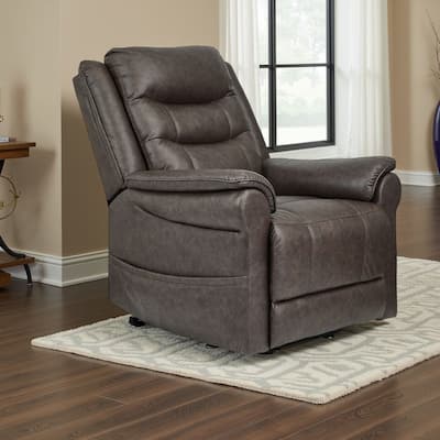 Otim Power Lift Recliner Chair, 35in Heat Massage, Brown Faux Leather