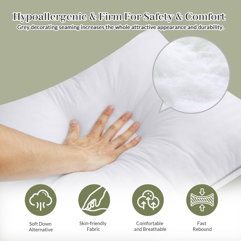 2-Pack Soft Microfiber Bed Pillows, Machine Washable