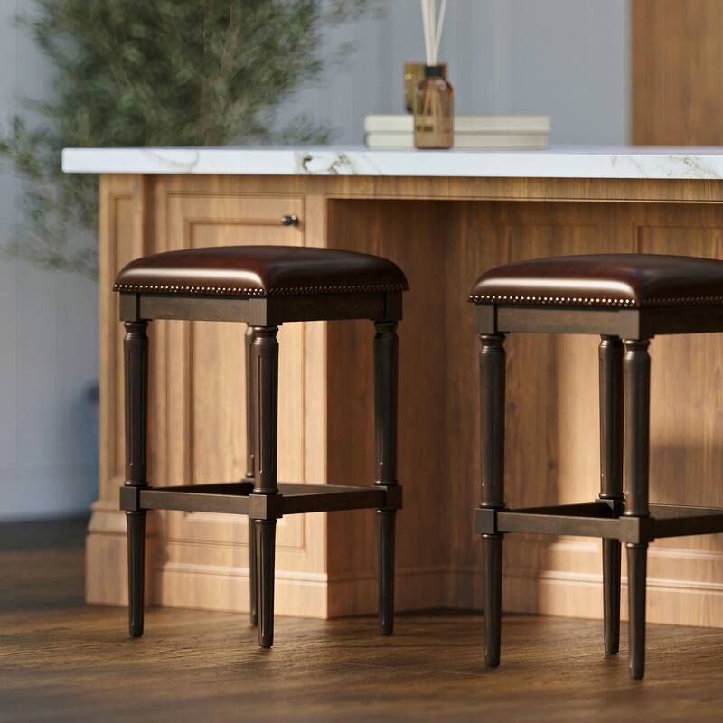 Manchester Solid Wood Square Upholstered Seat Bar Stool
