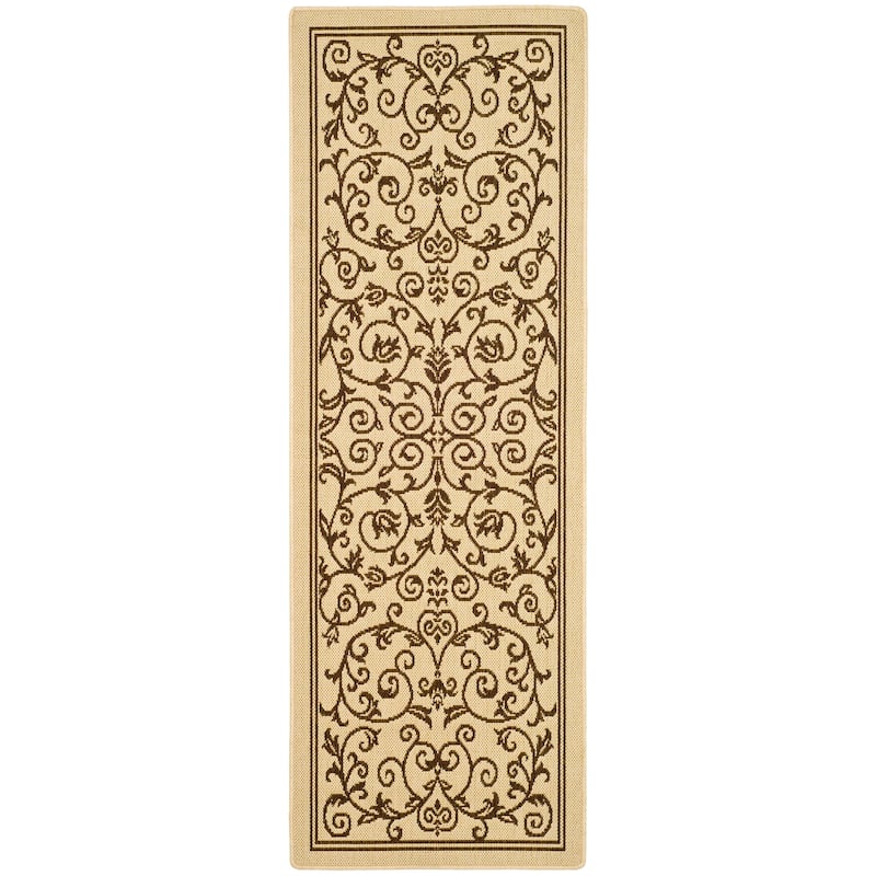 SAFAVIEH Courtyard Clarine Indoor/ Outdoor Waterproof Patio Backyard Rug - 2'3" x 6'7" Runner - Natural/Brown