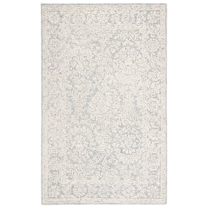SAFAVIEH Handmade Metro Suada French Country Wool Rug - 6' Square - Dark Grey/Ivory