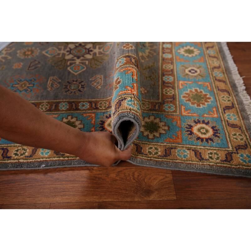 Kazak Accent Rug Hand-Knotted Oriental Wool Carpet - 3'4" x 4'10"