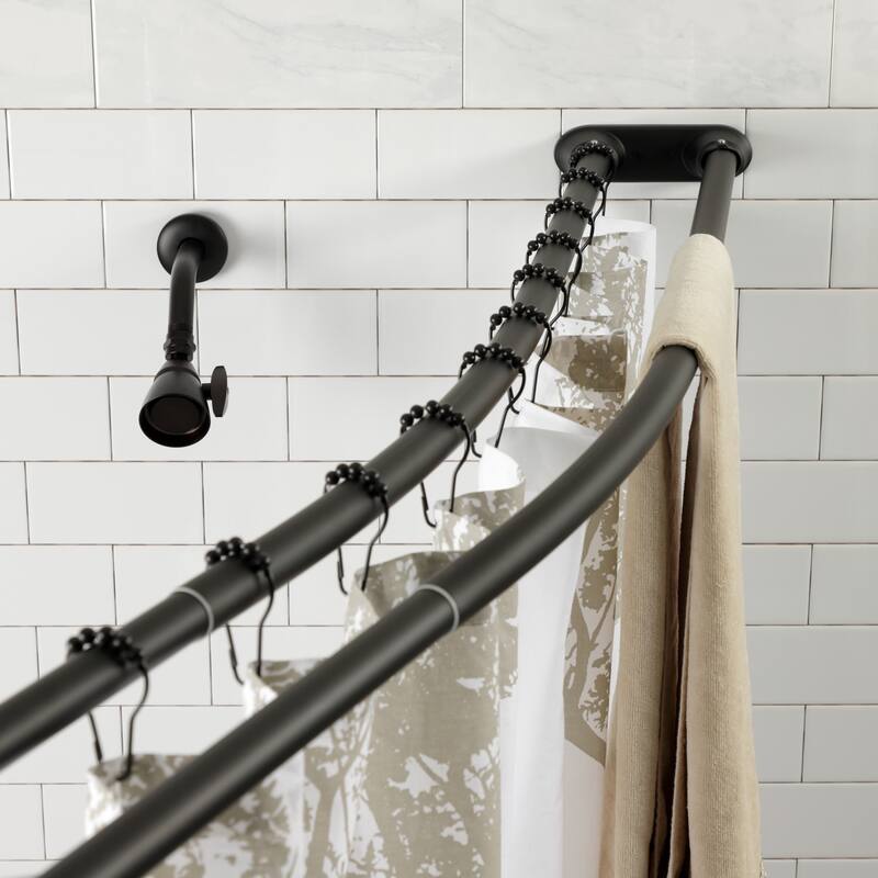 Edenscape Adjustable 60-72 in. Double Curved Stainless Steel Shower Curtain Rod