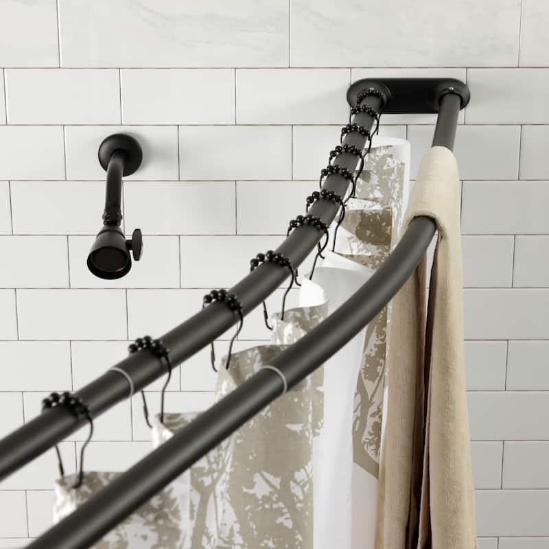 Kingston Brass Oil-rubbed Bronze Curved Adjustable Double Shower Curtain Rod - Oil Rubbed Bronze