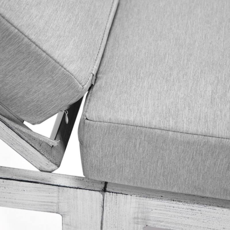 Chelsea Adjustable Chaise Lounge Chair with Weathered Grey Powder-Coated Aluminum Frame and Removable Cushions (Set of 2)