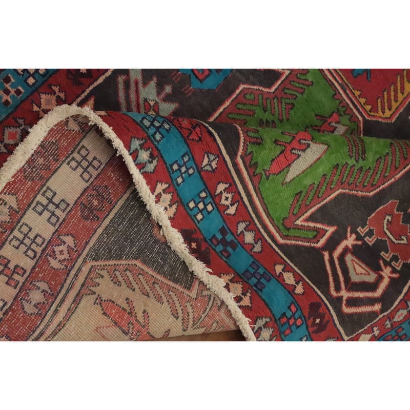 Hand Knotted Oriental 100% Wool Carpet Traditional Tribal Greys & Charcoal Ardebil Runner Rug - 9' 8'' X 4' 4''