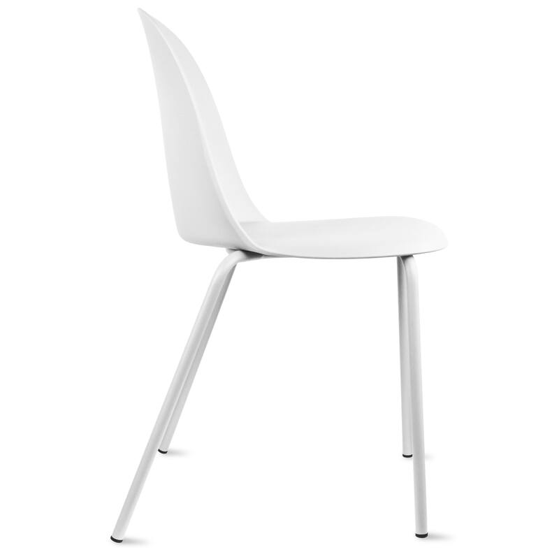 Set of 4 Modern Dining Side Chairs, Armless Molded Plastic Shell Seat with Metal Legs, Stackable Contemporary Chairs