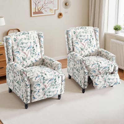 29'' W Vintage Floral Manual Push Back Recliner Chair Set of 2