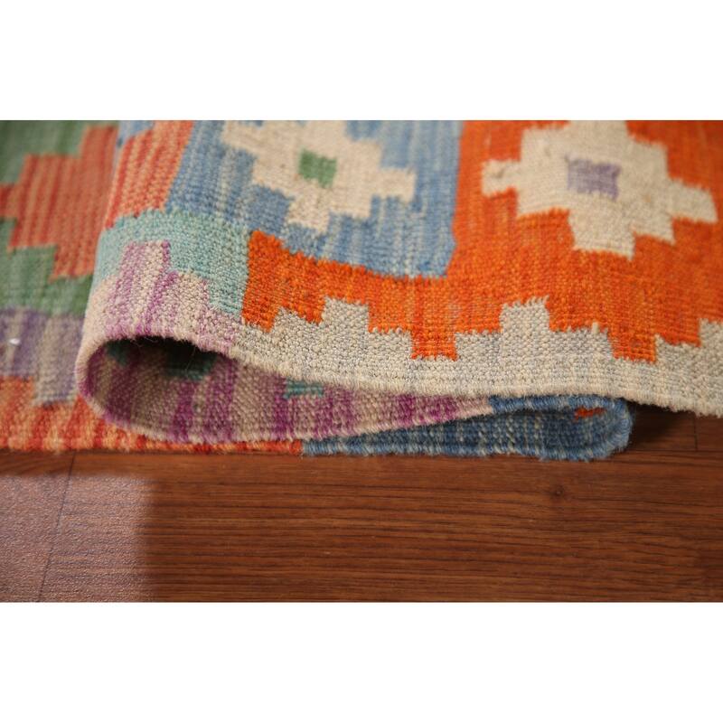 Southwestern / Geometric Kilim Accent Rug Flatweave Wool Carpet - 3'3"x 5'0"