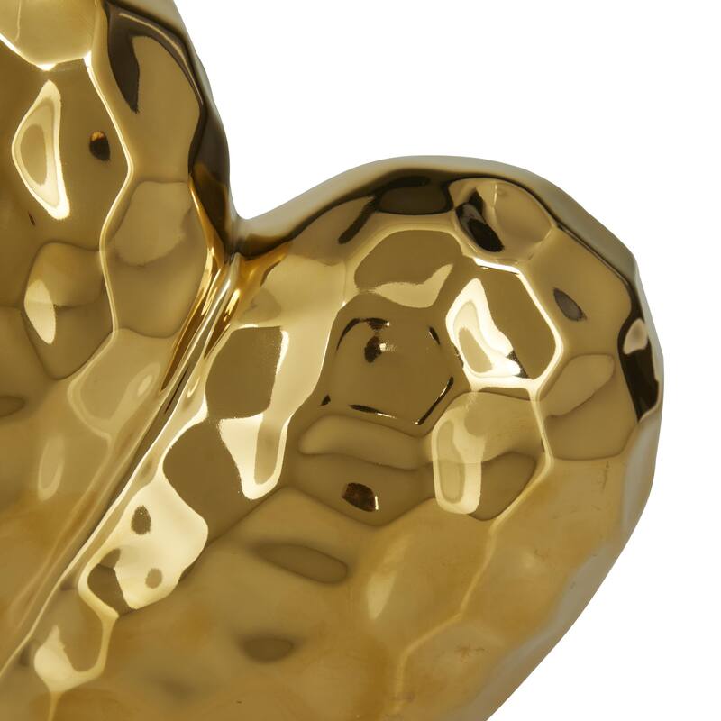 Gold, Black, Silver or White Porcelain Ceramic Dimensional Angled Origami Inspired Heart Decorative Sculpture