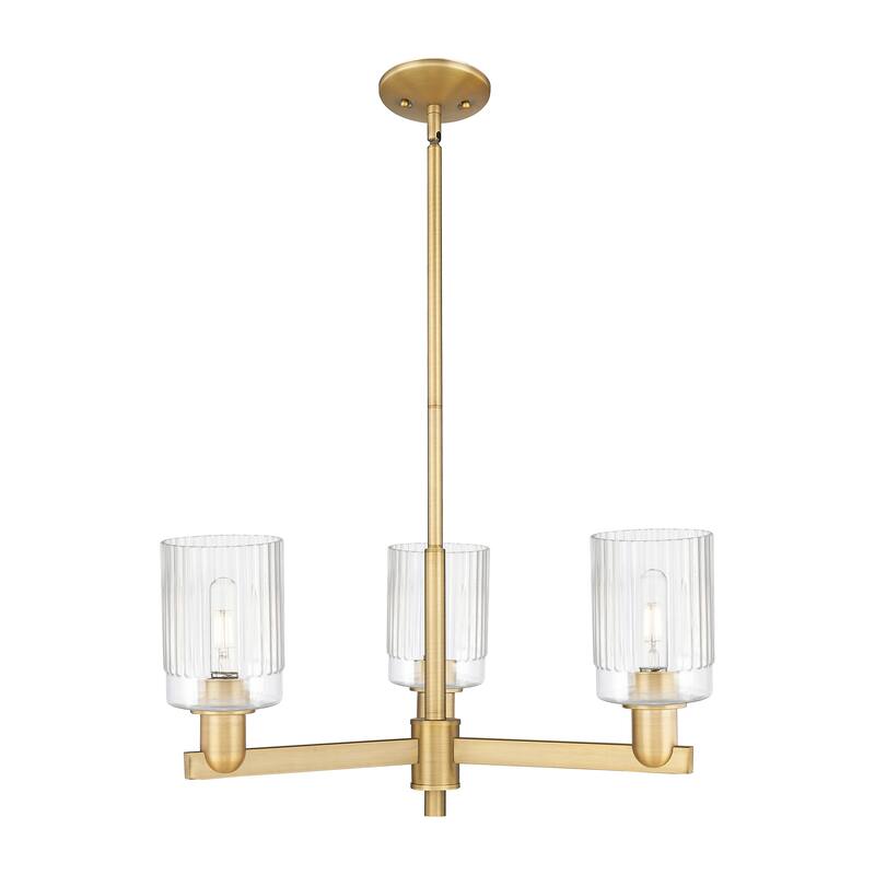 Innovations Lighting Endless Possibilities Arcadia - Hadley - 3 Light 26" Stem Hung Chandelier - Clear/Brushed Brass