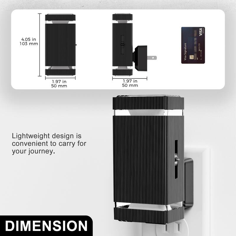 YANSUN Dual Plug-in Wall Sconce & Dimmable Night Light Set - Black Lamp Shade