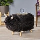 preview thumbnail 2 of 15, Levi Furry Yak Ottoman by Christopher Knight Home Black