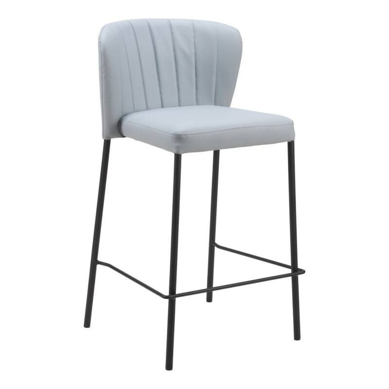 Set of 2 Armless Faux Leather Seat Counter Height Chairs with Full Back and Powder Coated Frame - 35”H x 18.9”W x 19.7”D