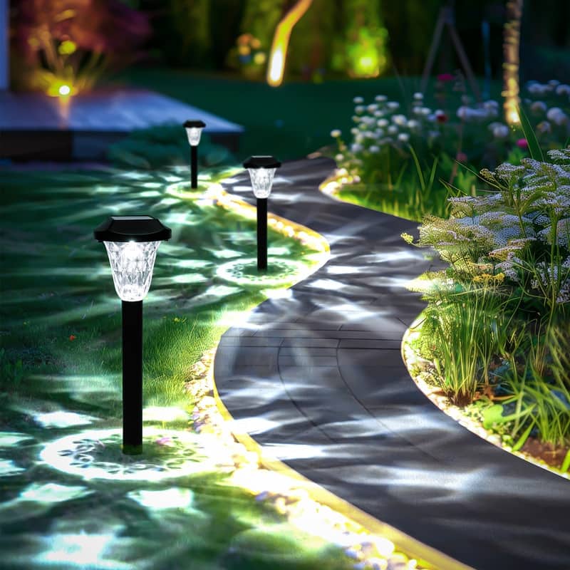 Solar Pathway Lights, Waterproof Cool White Outdoor Solar Lights for Garden, 6500K