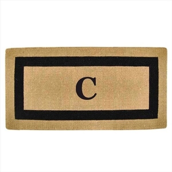Nedia Home 02179C Single Picture - Black Frame 36 x 72 In. Heavy Duty Coir Doormat - Monogrammed C