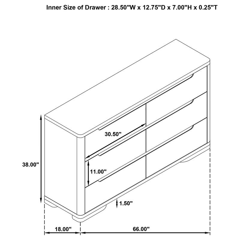 Ladera 6-drawer Bedroom Dresser and Mirror Light Elm