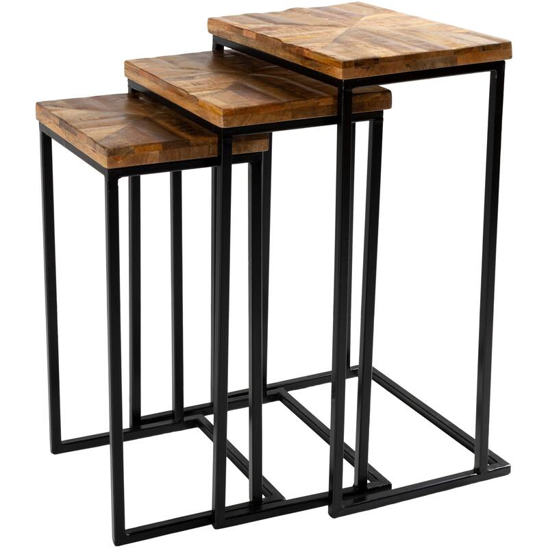 Bistra Wood Modern Nesting Table Set - 26"H x 16"W, 24"H x 14"W, 22"H x 12"W